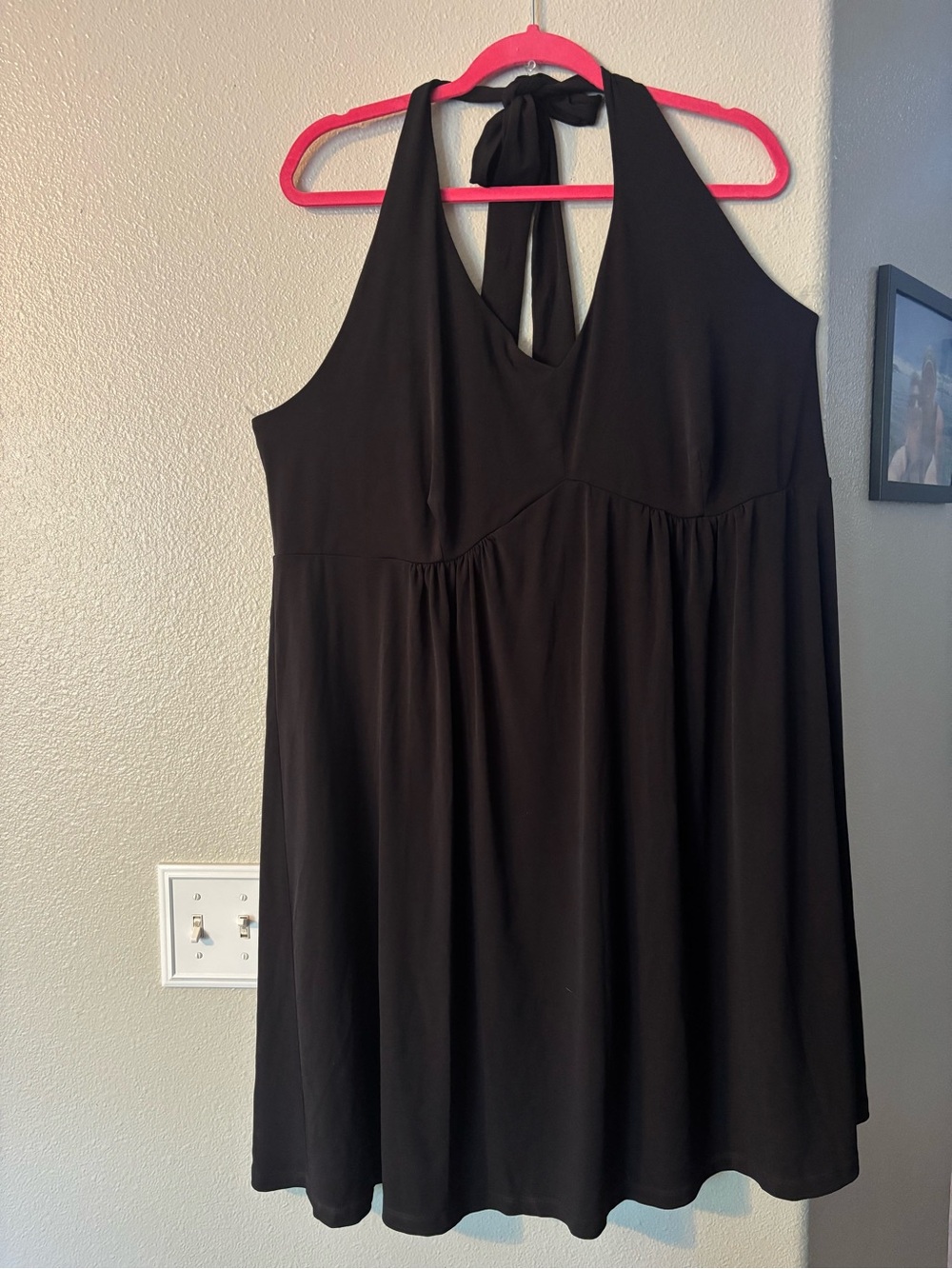 Metro 7 Black Halter Mini Dress Empire Waist Tie Neck Plus Size 3X / 22W 24W